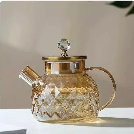 新款高硼硅玻璃兰陵壶冷水壶煮茶壶琥珀色家用轻奢高级感水杯套装