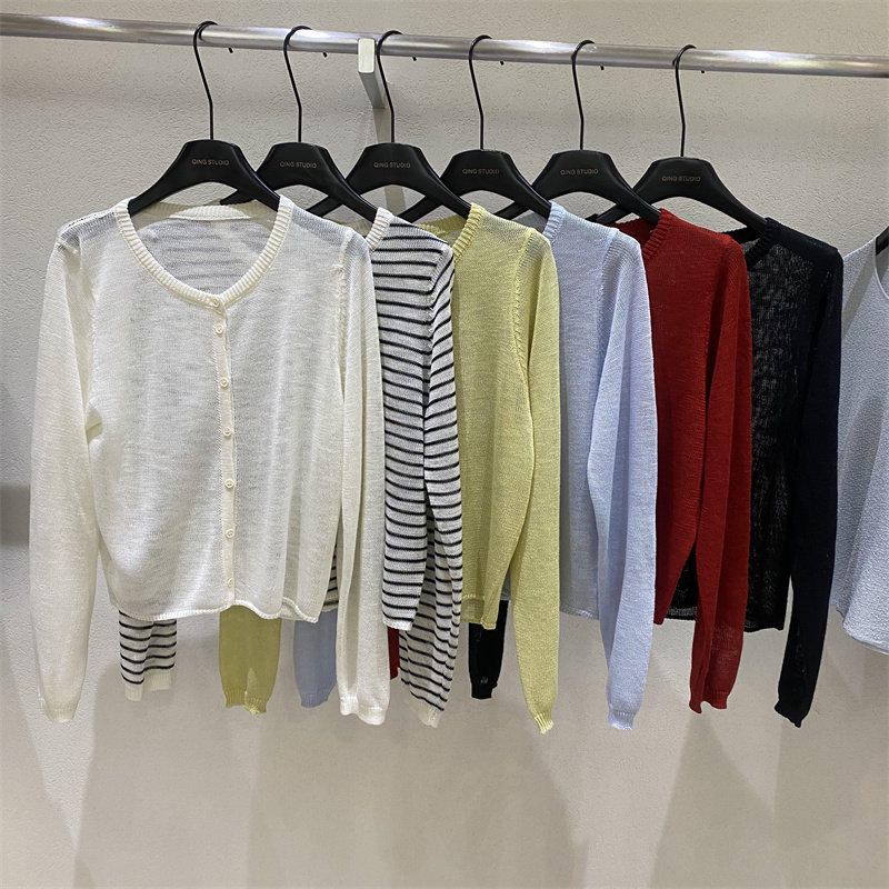 中式2026春款温柔韩系风糖果色针织开衫女百搭圆领纽扣毛衣外套