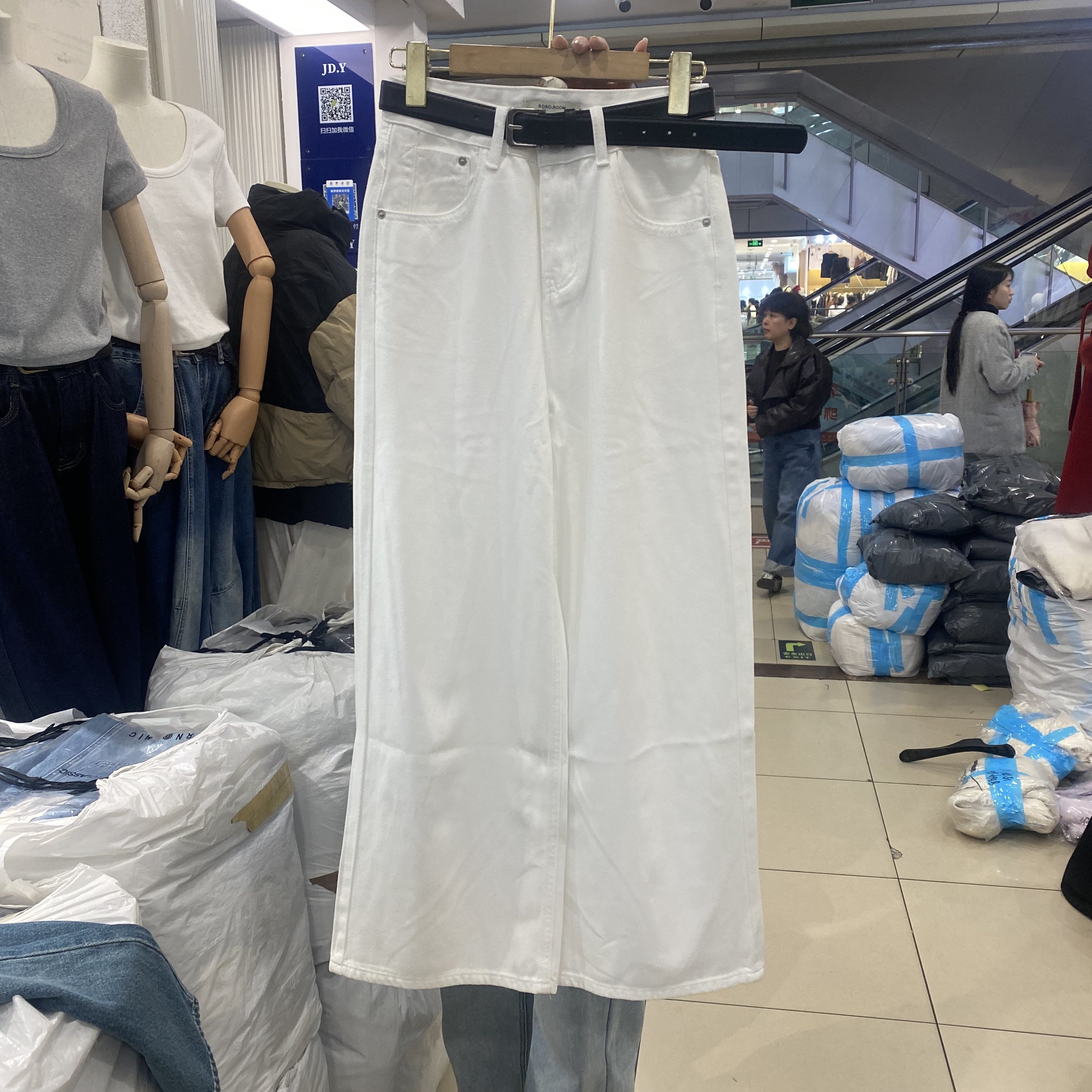 欧货88275春款白色高腰阔腿牛仔裤女宽松显瘦百搭长裤休闲裤,女装/女士精品,牛仔裤,淘宝优惠券,粉丝福利购,淘宝优惠卷