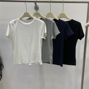 中式2026女春极简风纯色短袖T恤立体版型基础款通勤穿搭多色可选