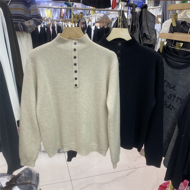 韩版773女冬加绒半高领针织衫