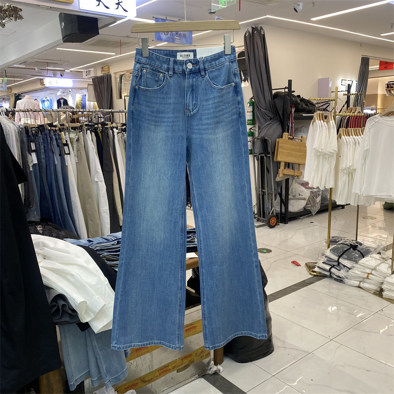 OLEANA5813春款四面弹高腰微喇牛仔裤女2026春季新款显瘦百搭长裤