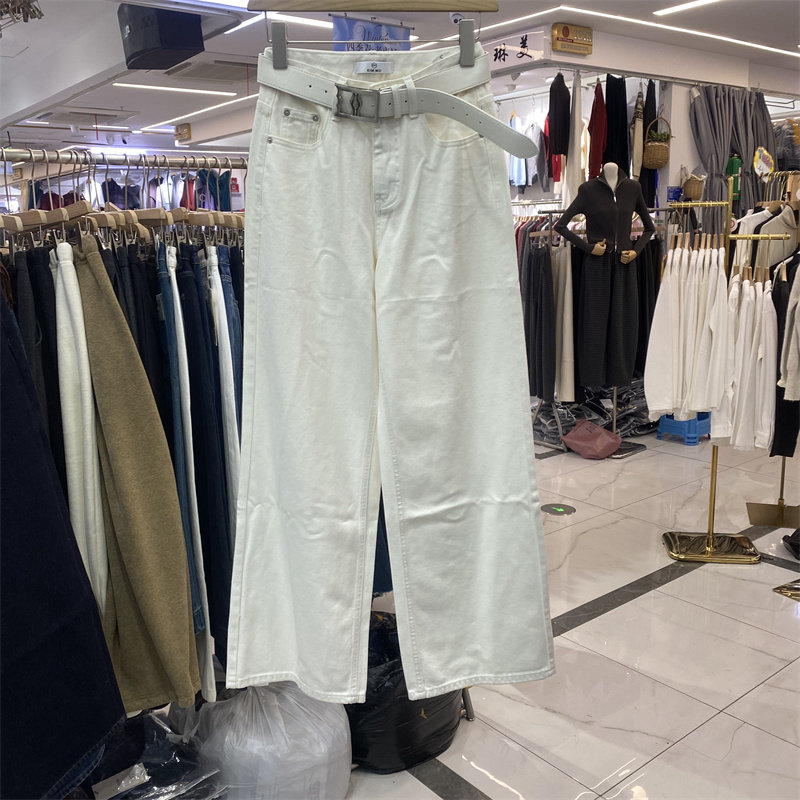 KIM MO2173春款白色高腰阔腿牛仔裤女九分显瘦百搭直筒裤2026新款