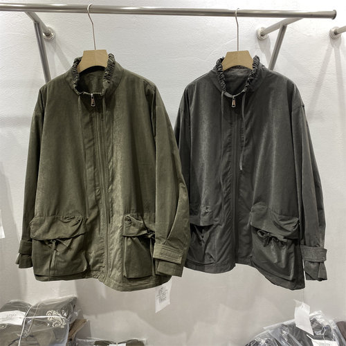 韩系慵懒立领多口袋轻薄工装夹克