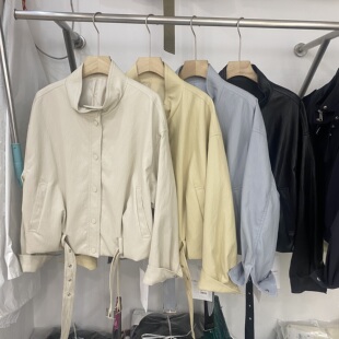 CB8881春款立领短外套女宽松显瘦百搭小个子夹克收腰上衣潮