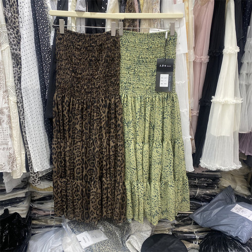 夏款度假风高腰显瘦印花A字半裙