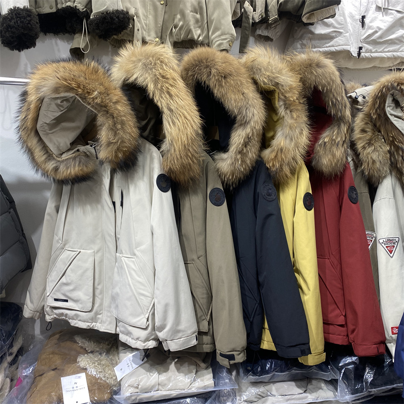 新中式女冬加绒防风毛领派克服