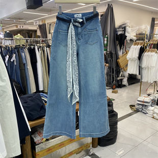 CM春夏款L802复古高腰显瘦百搭系带宽松牛仔阔腿裤女2026春新款