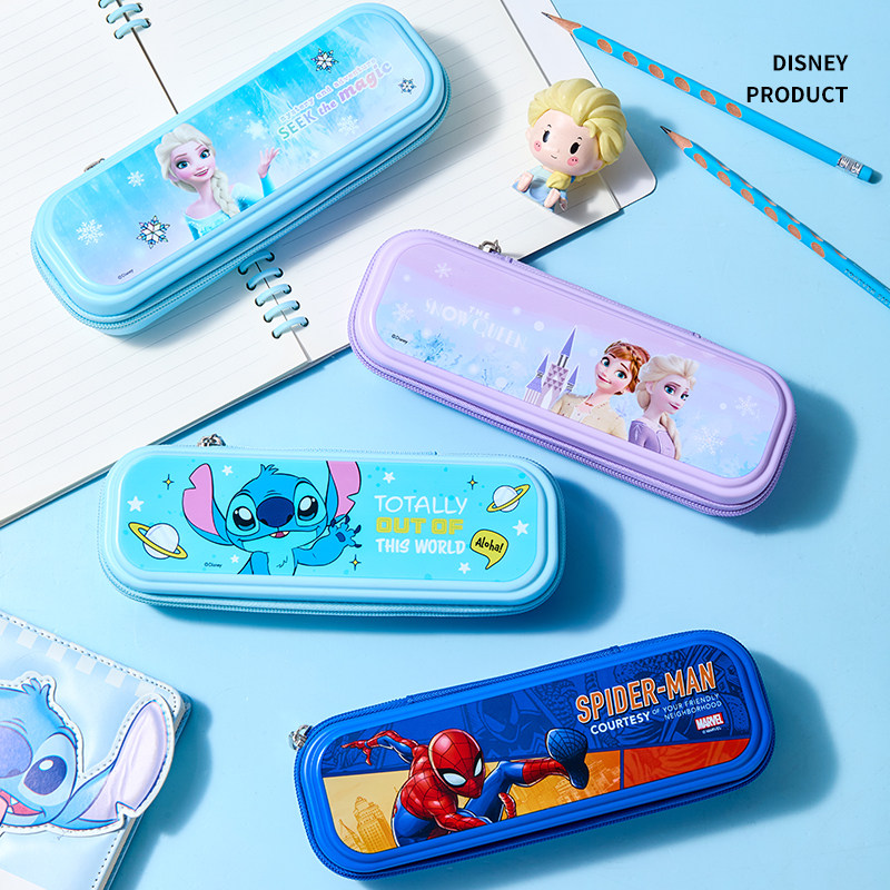 迪士尼儿童文具盒女小学生多功能塑料自动铅笔盒高颜值一年级艾莎公主笔袋笔盒幼儿铅笔收纳盒学习用品