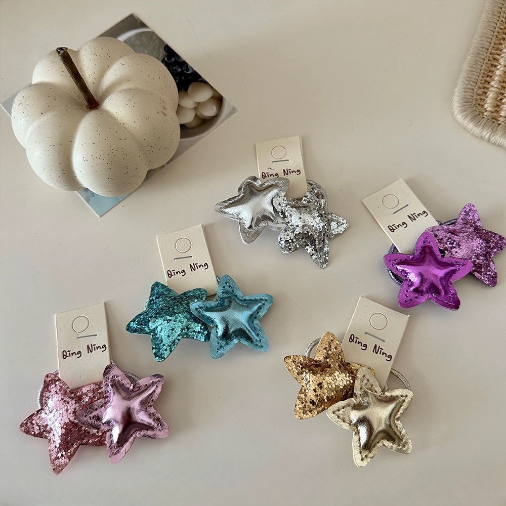 韩版甜美亮晶晶亮片星星五角星发绳甜美扎马尾皮筋童可爱头绳发圈