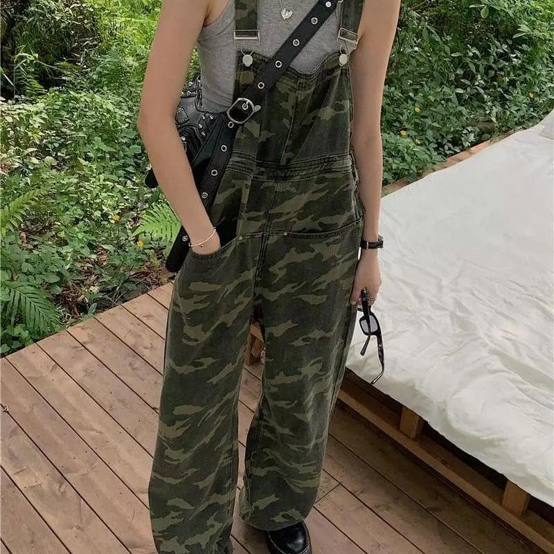 高腰春秋设计感直筒迷彩工装阔腿