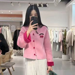 韩版 工厂直售羊毛大衣女2025年新款 高端不起球双面羊毛大衣短款