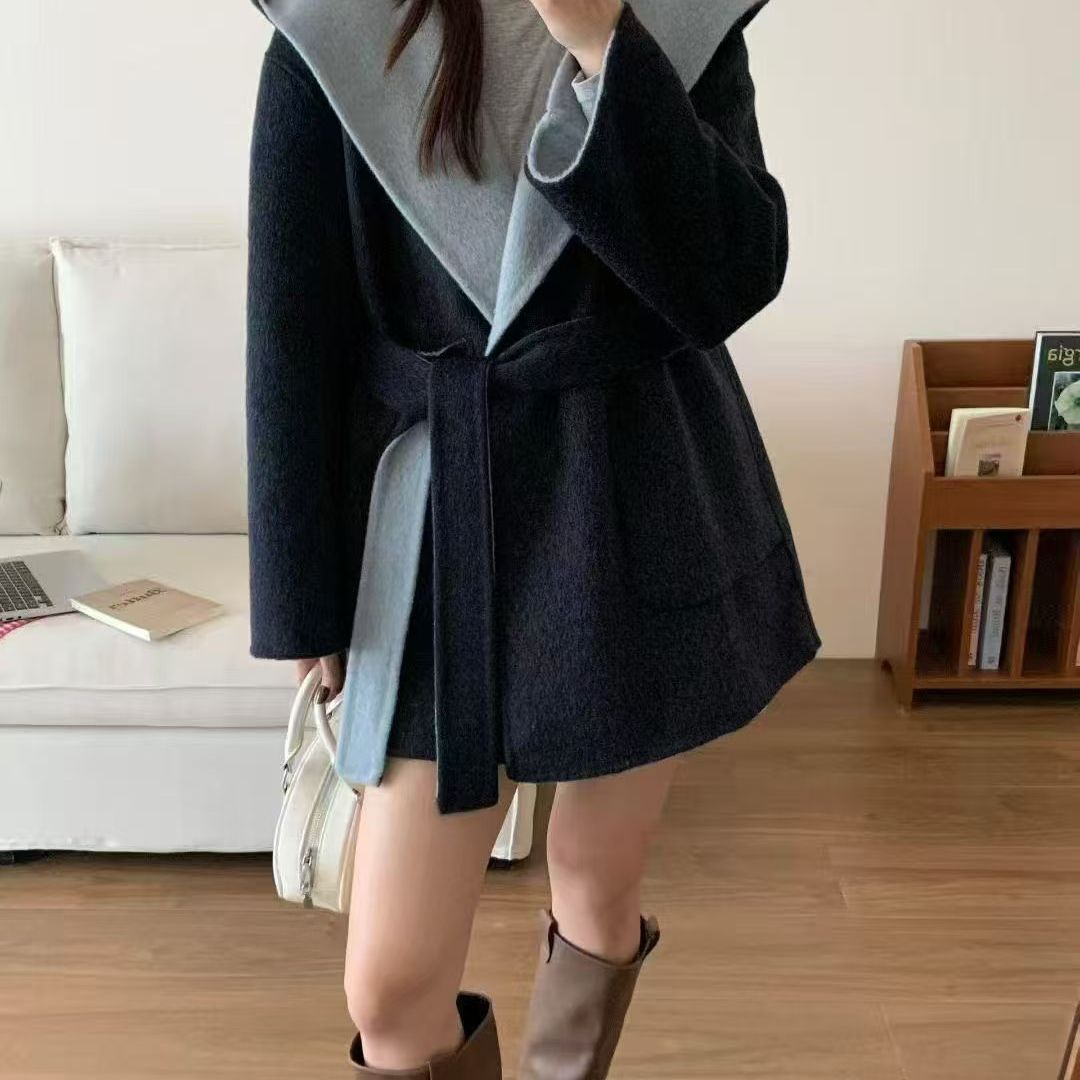 高端不起球双面羊绒大衣短款