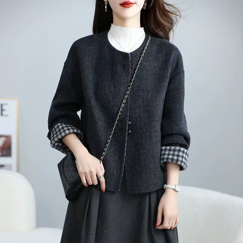 高端不起球双面羊绒大衣短款