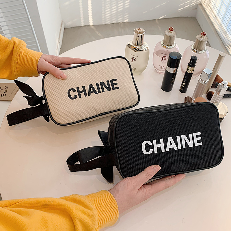 小香风化妆包2022新款ins女帆布