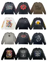 Trendy American Heavy-Duty High-Street Ripped Vintage Red Hot Chili Peppers Vtg Long-Sleeve Distressed Loose T-Shirt
