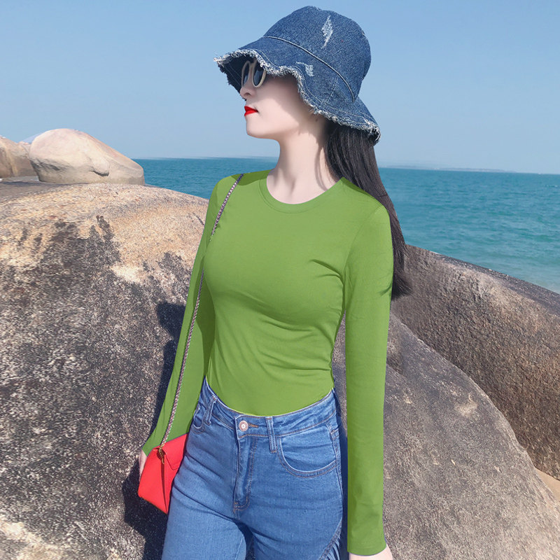 牛油果绿打底衫女内搭肌理感长袖T恤女装春秋冬修身显瘦纯棉上衣,女装/女士精品,T恤,淘宝优惠券,粉丝福利购,淘宝优惠卷