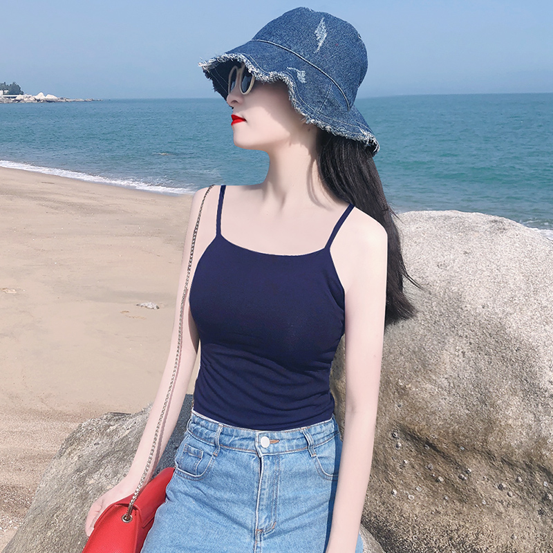 辣妹藏青色纯棉抹胸小吊带背心内搭夏季外穿内搭百搭性感上衣美背