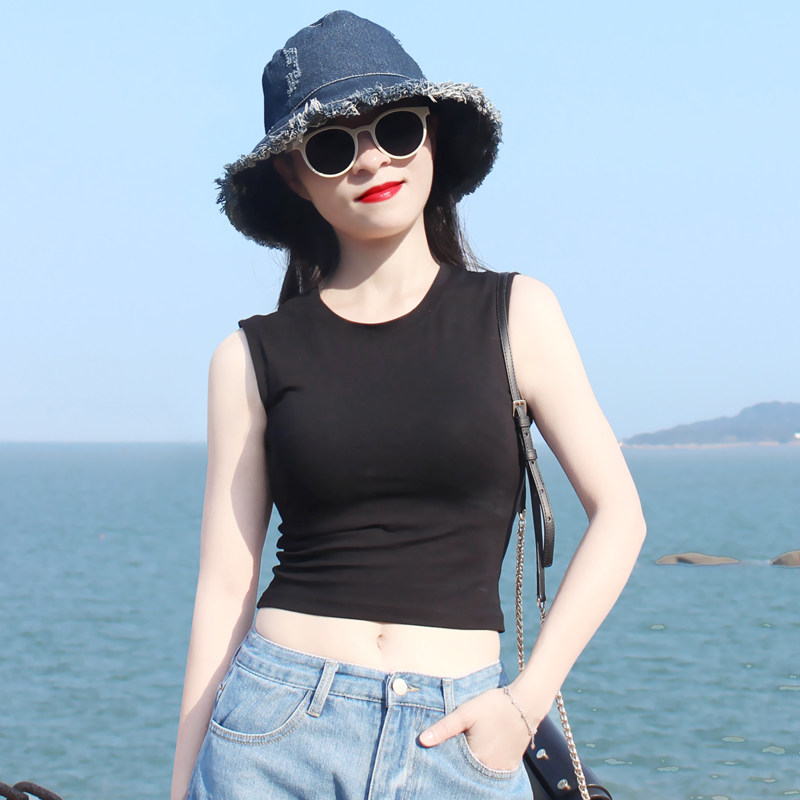 黑色露脐百搭内穿无袖上衣女打底白色纯棉吊带背心女秋冬内搭外穿