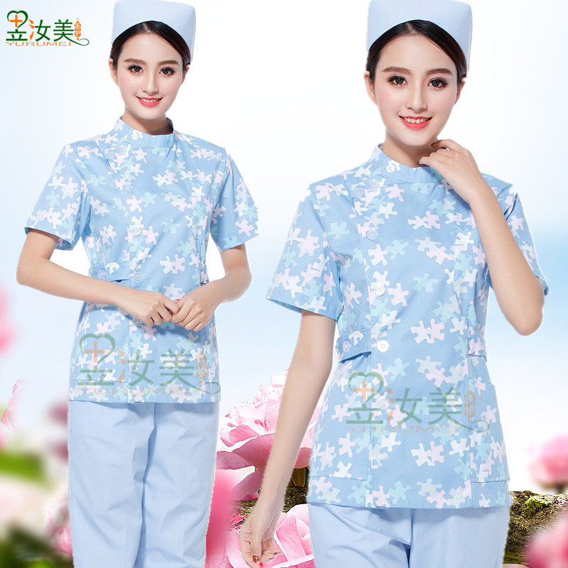 Nurse Uniform Fission suit Short sleeved Summer wear Stomatology Department Stand collar Nurse Nursing clothes Beautician Broken flowers Yuesao coverallin the Women's clothing/Boutique , Set/Student uniforms/Work uniforms , Medical uniforms  category - from Buy2taobao.com to provide professional Taobao agent buy service