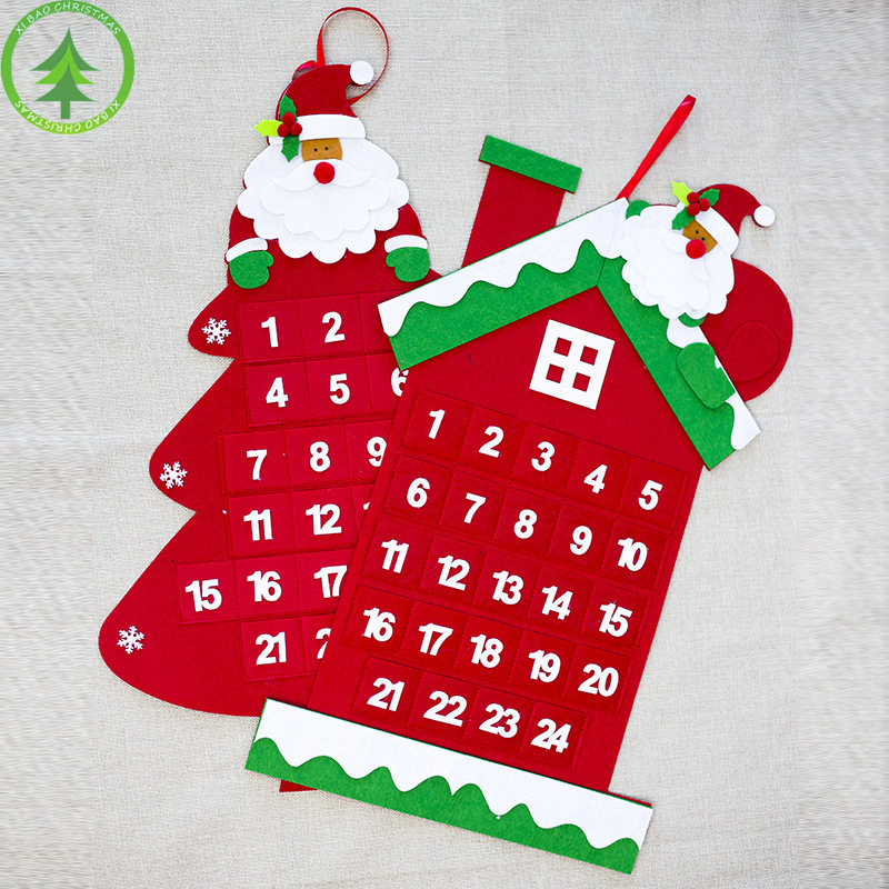 禧宝圣诞毛毡日历挂件 圣诞节倒计时日历牌 房子形状圣诞装饰日历