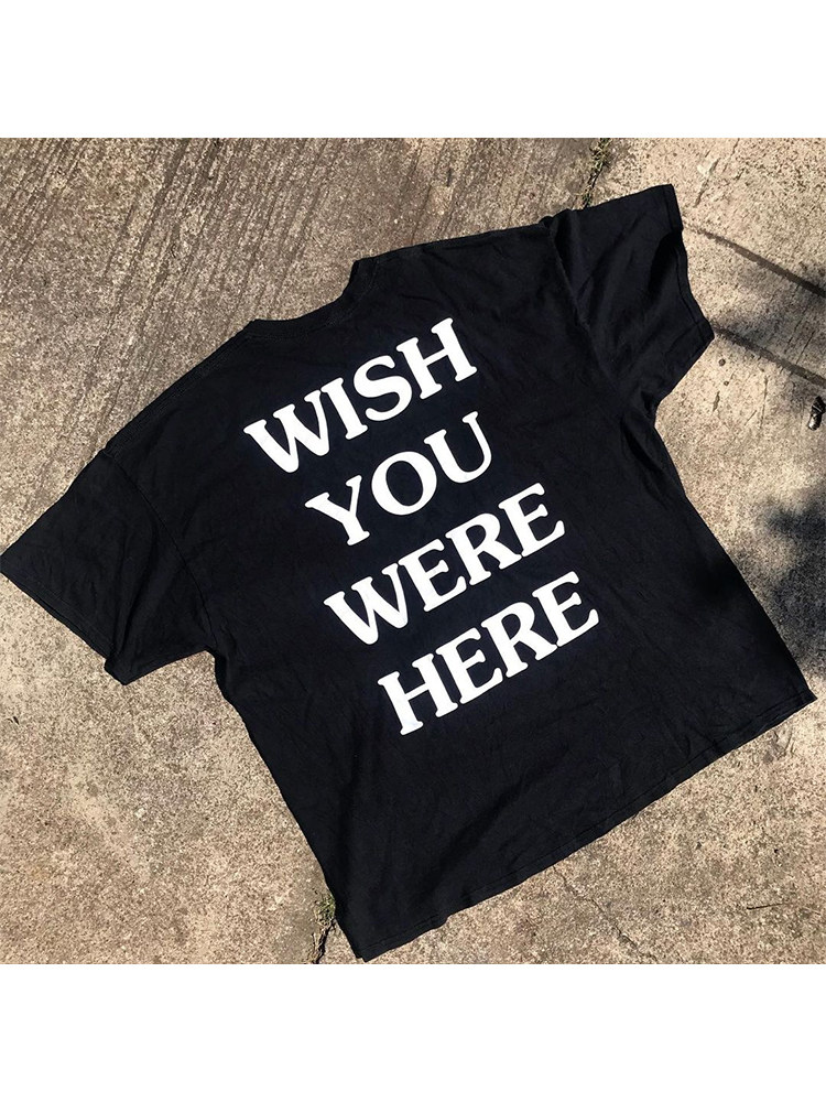 당신이 여기에 있었으면 좋겠다 영국 록 밴드 핑크 플로이드 미국 복고풍 반팔 티셔츠