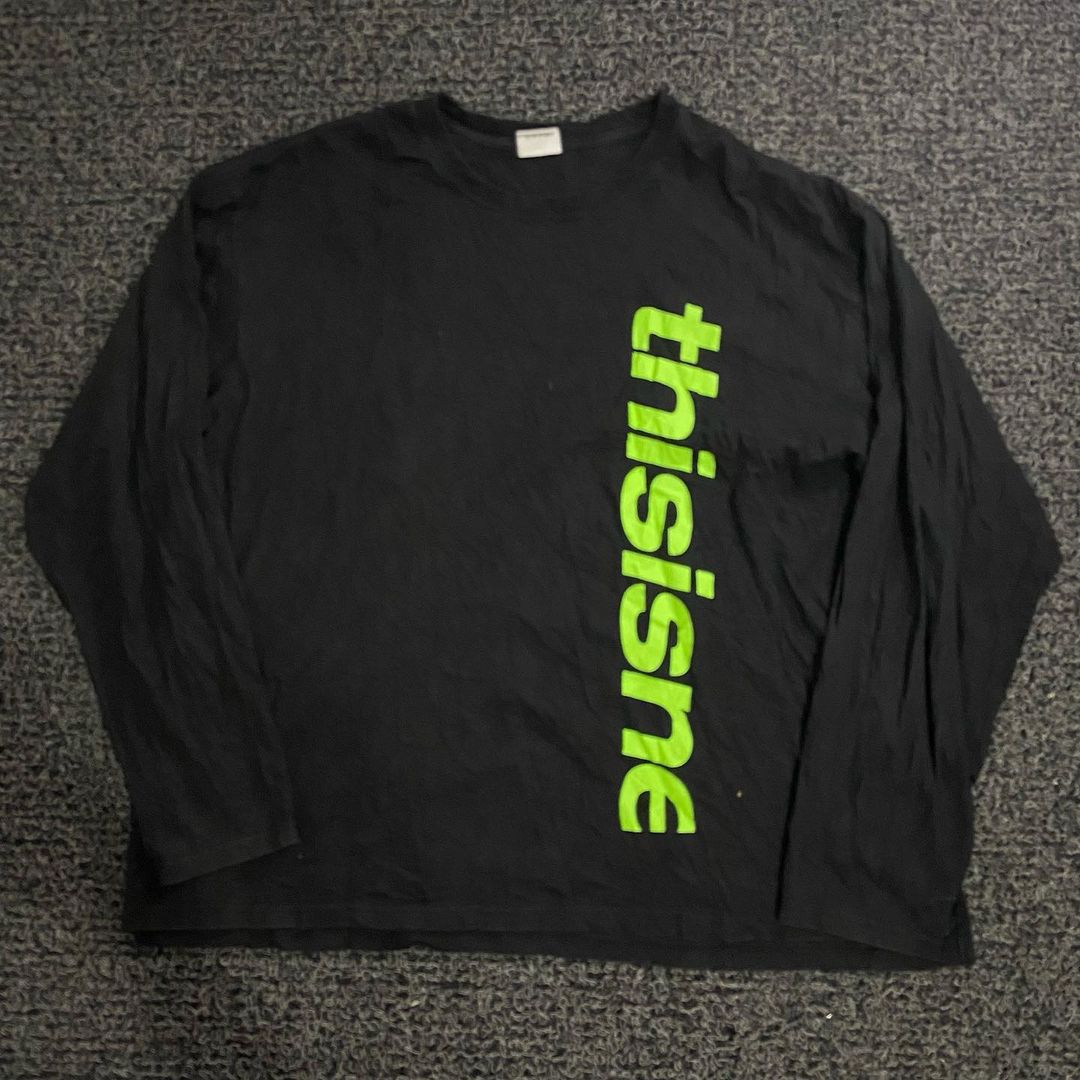 ins潮牌小众设计感简约绿色字母涂鸦原宿风情侣打底长袖t恤男女款