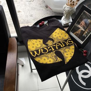 clan上衣夏季 Tang 潮流t恤男女 武当派乐队Wu Vintage复古做旧短袖