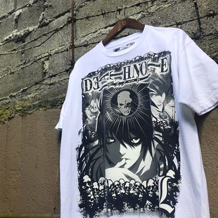 oldschool经典 t恤 00s Note shirt短袖 white Death 日漫男女款