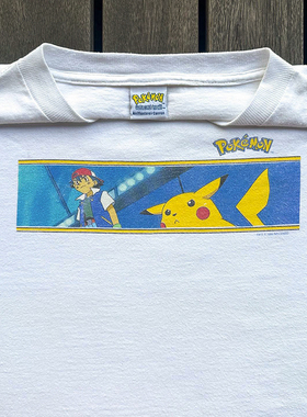 Ash & Pikachu T-shirt短袖t恤 White Vintage Boxy Large