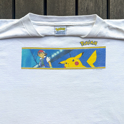 Ash & Pikachu T-shirt短袖t恤 White Vintage Boxy Large