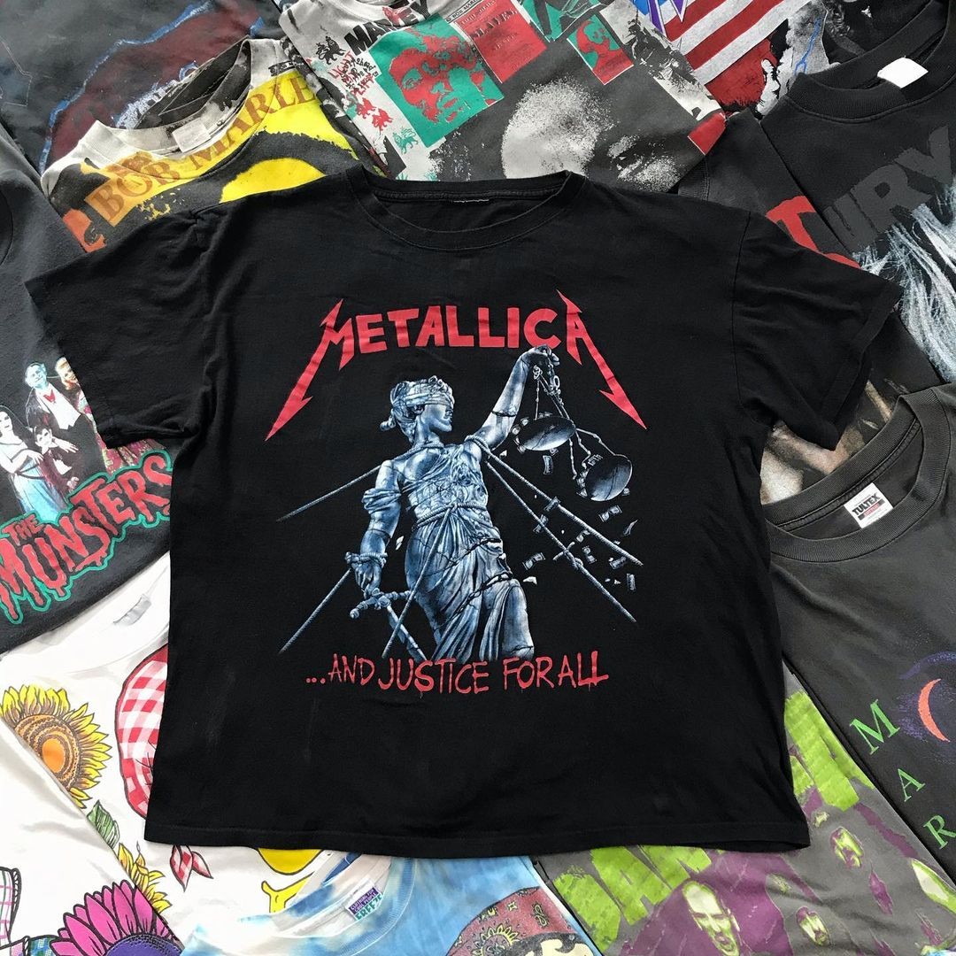 thumbnail for Metallica heavy metal rock hip-hop band American high street short-sleeved vintage loose short-sleeved men's and women's T-shirt