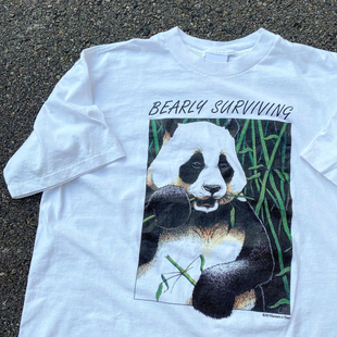 精选好物推荐 Bearly Surviving熊猫趣味美式复古动物主题T恤