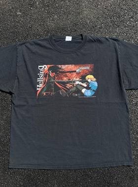 小众暗黑风Hellsing Anime vintage复古日漫男女款tee短袖t恤
