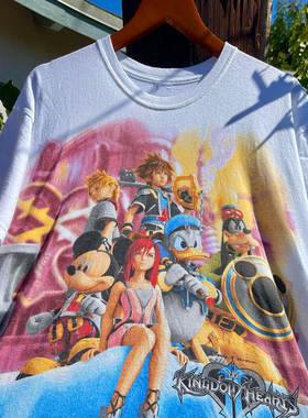 王国之心Kingdom Hearts 2 卡通涂鸦韩版宽松大码男女同款短袖T恤