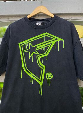 oversize短袖绿色chicano纹身师嘻哈raper星星男女潮牌大码456XL