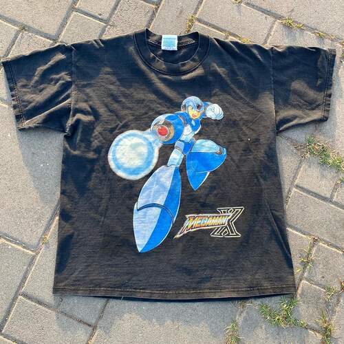 Rockman T-shirt男女款短袖t恤 Grey Vintage Punk Hiphop
