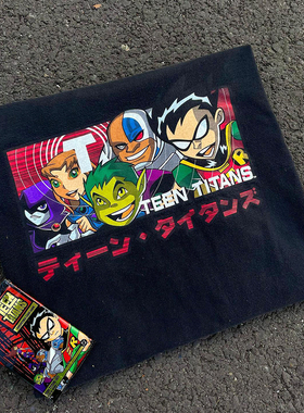 少年泰坦Teen Titans卡通涂鸦韩版上衣设计感宽松男女同款短袖T恤