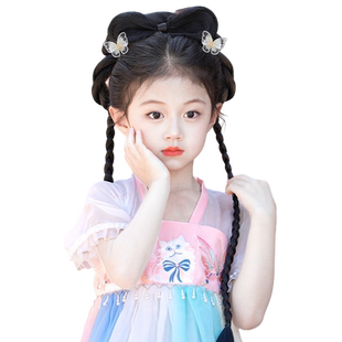 儿童汉服假发包一体式古装女童舞台演出古风盘发髻头饰造型垫发包