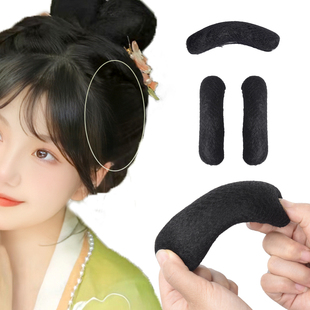 汉服假发包古风两侧垫发薄款儿童扁牛角古装全发丝秃子乐软牛角包