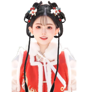 古装汉服新年头饰假发包一体懒人发箍古风唐明制盘发发髻古装造型