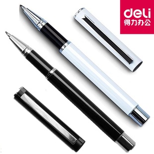 得力金属笔杆外笔壳中性笔钢笔式杆重手感高档商务通用可换笔芯高颜值质感高级0.5黑色大容量好用的写字笔