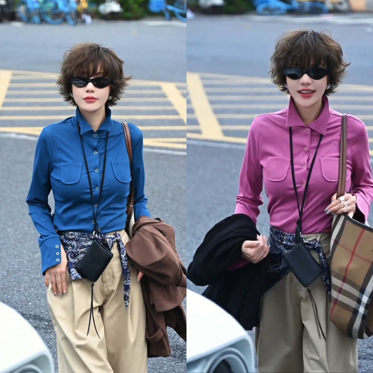 翻领双口袋通勤长袖T恤女2026早春新款气质百搭金属扣显瘦上衣潮