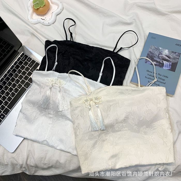 新中式国风旗袍气质复古小吊带背心外穿带胸垫短款无袖打底上衣女