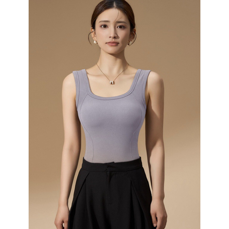 9998羽绒贴片保暖背心女士带胸垫