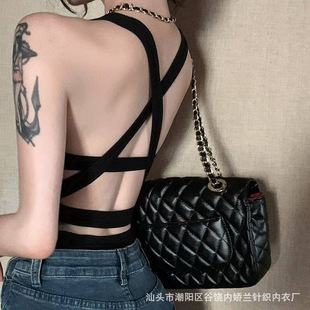 美式 新款 交叉露背純欲風(fēng)外穿內(nèi)搭修身 顯瘦打底美背上衣 背心女夏季