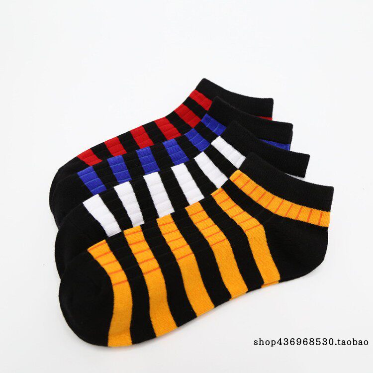 夏季薄款袜子男女短袜韩国潮流条纹低帮短袜日系运动棉船袜女浅口