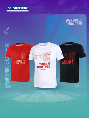 VICTOR胜利T-CO2401羽毛球服2024中国公开赛纪念短袖T恤T-CO2402