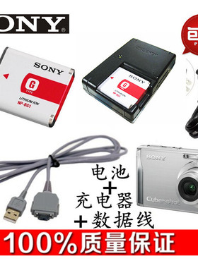 索尼DSCW40W50W55W60W70W80相机电池+充电器+数据线NPBG1