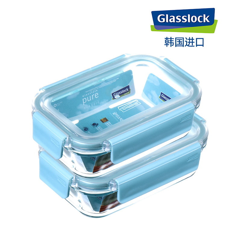 glasslock进口pure系列耐热钢化玻璃长方形保鲜盒饭盒冰箱冷冻盒